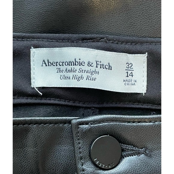 Abercrombie & Fitch The Ankle Straight Ultra High Rise Pants Black Faux Leather - Picture 9 of 13